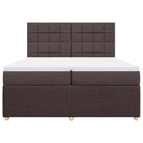Boxspringbett mit Matratze Dunkelbraun 200x200 cm Stoff Single Bed Bettgestell Einzelbetten Bettrahmen für Herberge Wohnbereich Gästezimmer Schlafzimmer von HEFZGDB