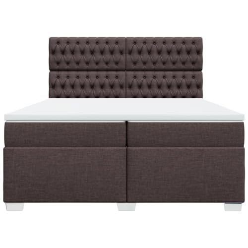 Boxspringbett mit Matratze Dunkelbraun 200x200 cm Stoff Single Bed Bettgestell Familienbett Einzelbett für Gästezimmer Schlafzimmer Wohnbereich Herberge Boxspringbett mit Matratze Dunkelbraun 200x200 cm Stoff Single Bed Bettgestell Familienbett Einzelbett für Gästezimmer Schlafzimmer Wohnbereich Herberge von HEFZGDB