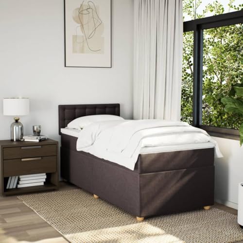 Boxspringbett mit Matratze Dunkelbraun 80x200 cm Stoff Ehebett Gästebett Bed Frame Single Bed für Wohnbereich Herberge Gästezimmer Schlafzimmer Boxspringbett mit Matratze Dunkelbraun 80x200 cm Stoff Ehebett Gästebett Bed Frame Single Bed für Wohnbereich Herberge Gästezimmer Schlafzimmer von HEFZGDB