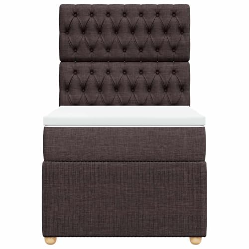 Boxspringbett mit Matratze Dunkelbraun 80x200 cm Stoff Single Bed Bettgestell Einzelbetten Bettrahmen für Herberge Wohnbereich Gästezimmer Schlafzimmer von HEFZGDB