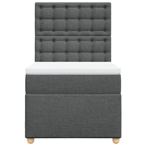 Boxspringbett mit Matratze Dunkelgrau 100x200 cm Stoff Double Bed Gästebett Bed Frame Doppelbett für Herberge Schlafzimmer Wohnbereich Gästezimmer von HEFZGDB
