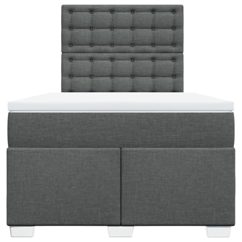 Boxspringbett mit Matratze Dunkelgrau 120x190 cm Stoff Single Bed Bettgestell Familienbett Einzelbett für Gästezimmer Schlafzimmer Wohnbereich Herberge von HEFZGDB