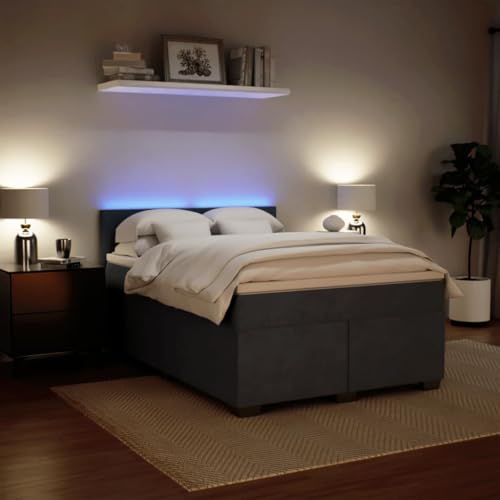 Boxspringbett mit Matratze Dunkelgrau 140x200 cm Samt Ehebett Bed Frame Familienbett Doppelbett für Gästezimmer Wohnbereich Herberge Schlafzimmer Boxspringbett mit Matratze Dunkelgrau 140x200 cm Samt Ehebett Bed Frame Familienbett Doppelbett für Gästezimmer Wohnbereich Herberge Schlafzimmer von HEFZGDB