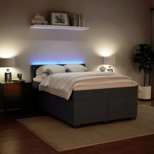 Boxspringbett mit Matratze Dunkelgrau 140x200 cm Samt Ehebett Bed Frame Familienbett Doppelbett für Gästezimmer Wohnbereich Herberge Schlafzimmer Boxspringbett mit Matratze Dunkelgrau 140x200 cm Samt Ehebett Bed Frame Familienbett Doppelbett für Gästezimmer Wohnbereich Herberge Schlafzimmer von HEFZGDB