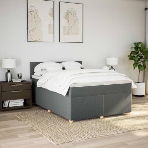 Boxspringbett mit Matratze Dunkelgrau 140x200 cm Stoff Ehebett Gästebett Bed Frame Single Bed für Wohnbereich Herberge Gästezimmer Schlafzimmer Boxspringbett mit Matratze Dunkelgrau 140x200 cm Stoff Ehebett Gästebett Bed Frame Single Bed für Wohnbereich Herberge Gästezimmer Schlafzimmer von HEFZGDB