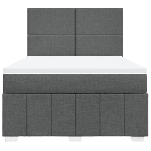 Boxspringbett mit Matratze Dunkelgrau 140x200 cm Stoff Jugendbett Bettgestell Bed Frame Bettrahmen für Schlafzimmer Herberge Wohnbereich Gästezimmer von HEFZGDB