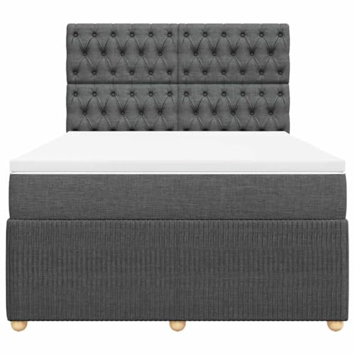 Boxspringbett mit Matratze Dunkelgrau 140x200 cm Stoff Single Bed Bettgestell Einzelbetten Bettrahmen für Herberge Wohnbereich Gästezimmer Schlafzimmer von HEFZGDB