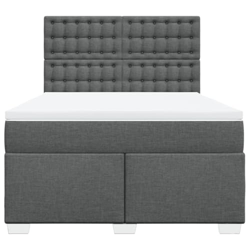 Boxspringbett mit Matratze Dunkelgrau 140x200 cm Stoff Single Bed Bettgestell Familienbett Einzelbett für Gästezimmer Schlafzimmer Wohnbereich Herberge Boxspringbett mit Matratze Dunkelgrau 140x200 cm Stoff Single Bed Bettgestell Familienbett Einzelbett für Gästezimmer Schlafzimmer Wohnbereich Herberge von HEFZGDB