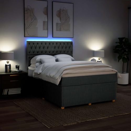 Boxspringbett mit Matratze Dunkelgrau 160x200 cm Stoff Ehebett Bettgestell Familienbett Bettrahmen für Gästezimmer Schlafzimmer Wohnbereich Herberge Boxspringbett mit Matratze Dunkelgrau 160x200 cm Stoff Ehebett Bettgestell Familienbett Bettrahmen für Gästezimmer Schlafzimmer Wohnbereich Herberge von HEFZGDB