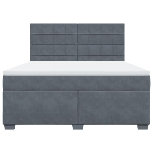 Boxspringbett mit Matratze Dunkelgrau 180x200 cm Samt Jugendbett Gästebett Einzelbetten Doppelbett für Schlafzimmer Gästezimmer Herberge Wohnbereich von HEFZGDB