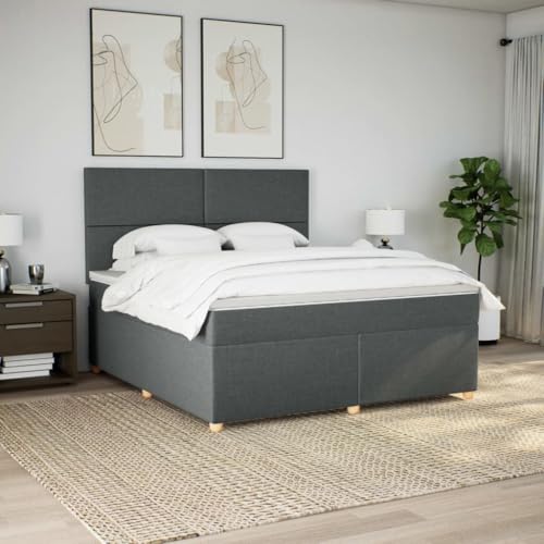 Boxspringbett mit Matratze Dunkelgrau 180x200 cm Stoff Bette Gästebett Bed Frame Einzelbetten für Schlafzimmer Herberge Gästezimmer Wohnbereich Boxspringbett mit Matratze Dunkelgrau 180x200 cm Stoff Bette Gästebett Bed Frame Einzelbetten für Schlafzimmer Herberge Gästezimmer Wohnbereich von HEFZGDB
