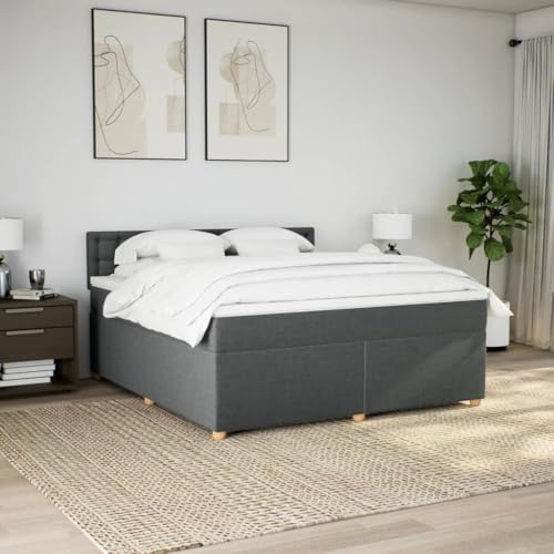 Boxspringbett mit Matratze Dunkelgrau 180x200 cm Stoff Ehebett Gästebett Bed Frame Single Bed für Wohnbereich Herberge Gästezimmer Schlafzimmer Boxspringbett mit Matratze Dunkelgrau 180x200 cm Stoff Ehebett Gästebett Bed Frame Single Bed für Wohnbereich Herberge Gästezimmer Schlafzimmer von HEFZGDB