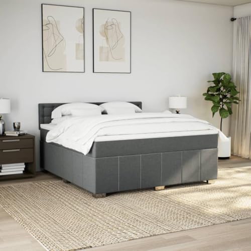 Boxspringbett mit Matratze Dunkelgrau 180x200 cm Stoff Ehebett Gästebett Einzelbetten Bettrahmen für Herberge Schlafzimmer Gästezimmer Wohnbereich Boxspringbett mit Matratze Dunkelgrau 180x200 cm Stoff Ehebett Gästebett Einzelbetten Bettrahmen für Herberge Schlafzimmer Gästezimmer Wohnbereich von HEFZGDB