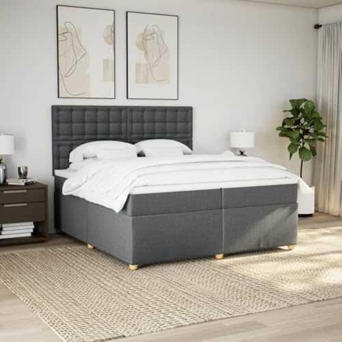 Boxspringbett mit Matratze Dunkelgrau 200x200 cm Stoff Bette Gästebett Bed Frame Einzelbetten für Schlafzimmer Herberge Gästezimmer Wohnbereich Boxspringbett mit Matratze Dunkelgrau 200x200 cm Stoff Bette Gästebett Bed Frame Einzelbetten für Schlafzimmer Herberge Gästezimmer Wohnbereich von HEFZGDB