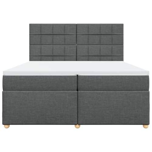Boxspringbett mit Matratze Dunkelgrau 200x200 cm Stoff Double Bed Gästebett Bed Frame Doppelbett für Herberge Schlafzimmer Wohnbereich Gästezimmer von HEFZGDB