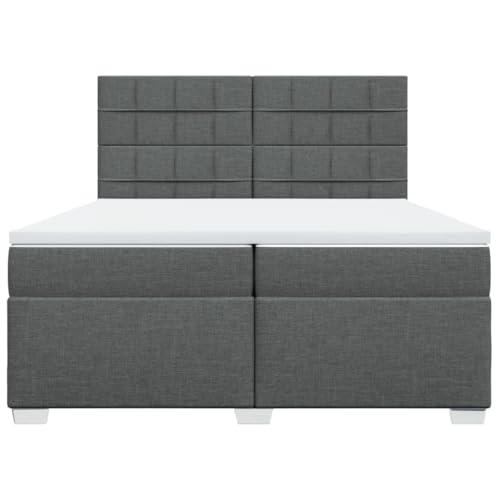 Boxspringbett mit Matratze Dunkelgrau 200x200 cm Stoff Single Bed Bettgestell Familienbett Einzelbett für Gästezimmer Schlafzimmer Wohnbereich Herberge Boxspringbett mit Matratze Dunkelgrau 200x200 cm Stoff Single Bed Bettgestell Familienbett Einzelbett für Gästezimmer Schlafzimmer Wohnbereich Herberge von HEFZGDB