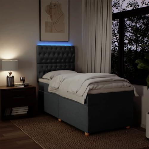 Boxspringbett mit Matratze Dunkelgrau 80x200 cm Stoff Bette Gästebett Bed Frame Einzelbetten für Schlafzimmer Herberge Gästezimmer Wohnbereich Boxspringbett mit Matratze Dunkelgrau 80x200 cm Stoff Bette Gästebett Bed Frame Einzelbetten für Schlafzimmer Herberge Gästezimmer Wohnbereich von HEFZGDB