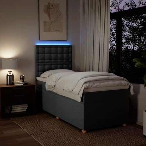 Boxspringbett mit Matratze Dunkelgrau 80x200 cm Stoff Bette Gästebett Bed Frame Einzelbetten für Schlafzimmer Herberge Gästezimmer Wohnbereich Boxspringbett mit Matratze Dunkelgrau 80x200 cm Stoff Bette Gästebett Bed Frame Einzelbetten für Schlafzimmer Herberge Gästezimmer Wohnbereich von HEFZGDB