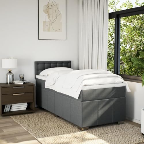 Boxspringbett mit Matratze Dunkelgrau 90x190 cm Stoff Ehebett Gästebett Einzelbetten Bettrahmen für Herberge Schlafzimmer Gästezimmer Wohnbereich Boxspringbett mit Matratze Dunkelgrau 90x190 cm Stoff Ehebett Gästebett Einzelbetten Bettrahmen für Herberge Schlafzimmer Gästezimmer Wohnbereich von HEFZGDB