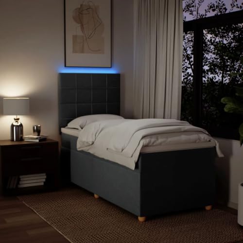 Boxspringbett mit Matratze Dunkelgrau 90x200 cm Stoff Bette Gästebett Bed Frame Einzelbetten für Schlafzimmer Herberge Gästezimmer Wohnbereich Boxspringbett mit Matratze Dunkelgrau 90x200 cm Stoff Bette Gästebett Bed Frame Einzelbetten für Schlafzimmer Herberge Gästezimmer Wohnbereich von HEFZGDB