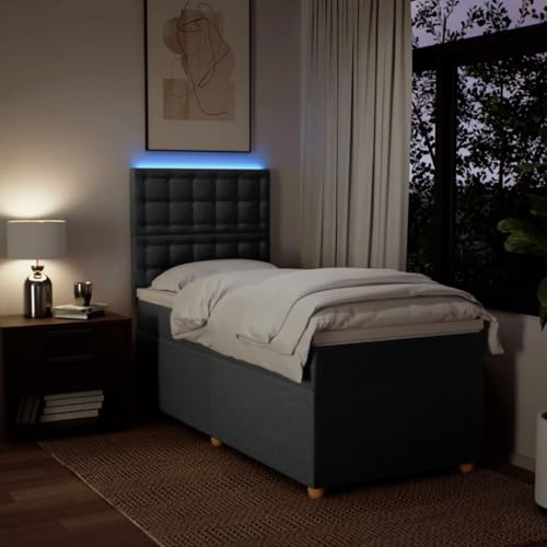 Boxspringbett mit Matratze Dunkelgrau 90x200 cm Stoff Bette Gästebett Bed Frame Einzelbetten für Schlafzimmer Herberge Gästezimmer Wohnbereich Boxspringbett mit Matratze Dunkelgrau 90x200 cm Stoff Bette Gästebett Bed Frame Einzelbetten für Schlafzimmer Herberge Gästezimmer Wohnbereich von HEFZGDB