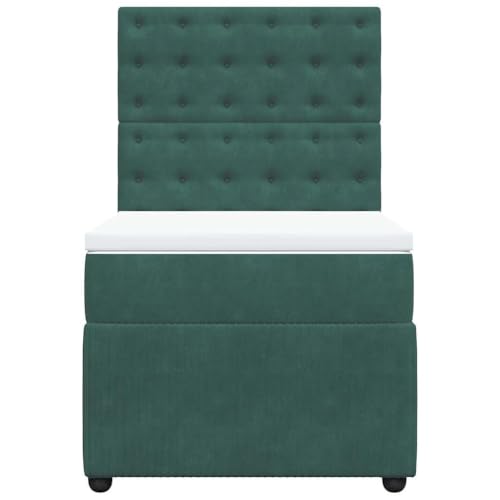 Boxspringbett mit Matratze Dunkelgrün 100x200 cm Samt Daybed Bettgestell Familienbett Einzelbetten für Wohnbereich Schlafzimmer Herberge Gästezimmer von HEFZGDB