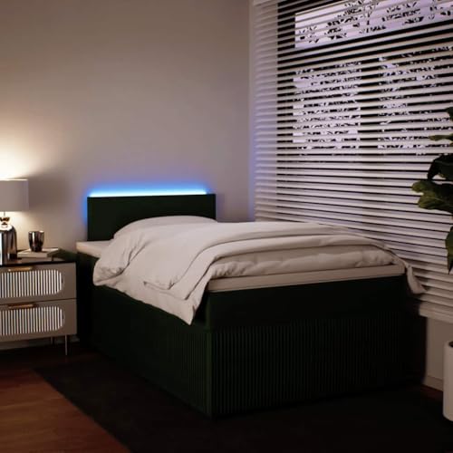 Boxspringbett mit Matratze Dunkelgrün 120x190 cm Samt Single Bed Bed Frame Familienbett Bettrahmen für Gästezimmer Herberge Wohnbereich Schlafzimmer von HEFZGDB