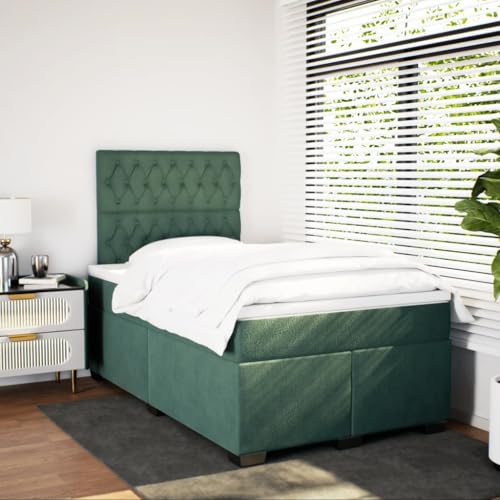 Boxspringbett mit Matratze Dunkelgrün 120x200 cm Samt Daybed Gästebett Familienbett Doppelbett für Gästezimmer Schlafzimmer Herberge Wohnbereich von HEFZGDB
