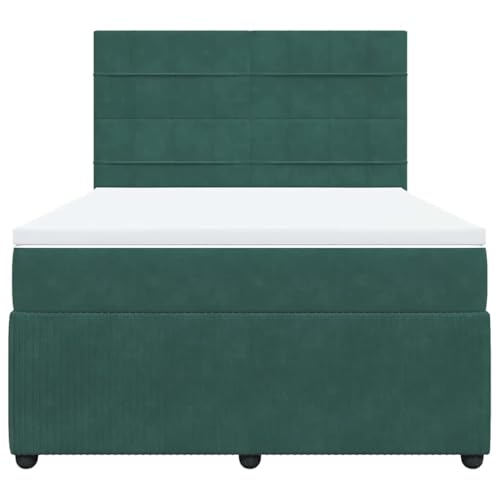 Boxspringbett mit Matratze Dunkelgrün 140x200 cm Samt Daybed Bettgestell Familienbett Einzelbetten für Wohnbereich Schlafzimmer Herberge Gästezimmer von HEFZGDB