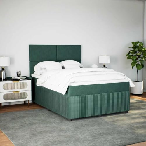 Boxspringbett mit Matratze Dunkelgrün 160x200 cm Samt Single Bed Bed Frame Familienbett Bettrahmen für Herberge Wohnbereich Schlafzimmer Gästezimmer von HEFZGDB
