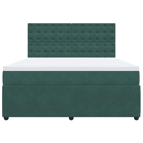 Boxspringbett mit Matratze Dunkelgrün 180x200 cm Samt Daybed Bettgestell Familienbett Einzelbetten für Wohnbereich Schlafzimmer Herberge Gästezimmer von HEFZGDB