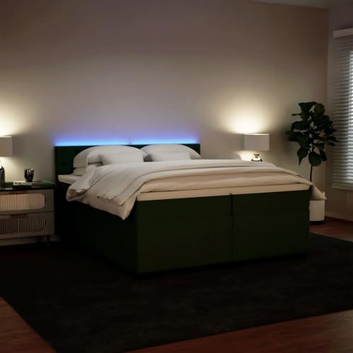 Boxspringbett mit Matratze Dunkelgrün 200x200 cm Samt Ehebett Bed Frame Familienbett Doppelbett für Gästezimmer Wohnbereich Herberge Schlafzimmer Boxspringbett mit Matratze Dunkelgrün 200x200 cm Samt Ehebett Bed Frame Familienbett Doppelbett für Gästezimmer Wohnbereich Herberge Schlafzimmer von HEFZGDB