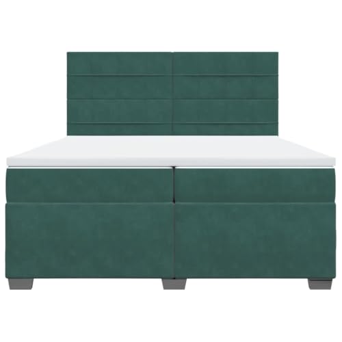Boxspringbett mit Matratze Dunkelgrün 200x200 cm Samt Jugendbett Gästebett Einzelbetten Doppelbett für Schlafzimmer Gästezimmer Herberge Wohnbereich von HEFZGDB