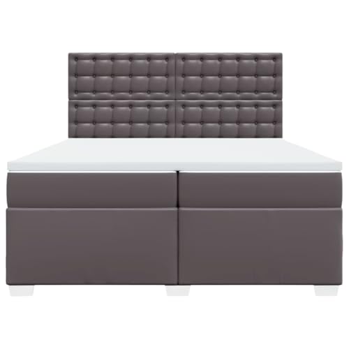 Boxspringbett mit Matratze Grau 200x200 cm Kunstleder Guest Bed Gästebett Bed Frame Familienbett für Wohnbereich Gästezimmer Herberge Schlafzimmer Boxspringbett mit Matratze Grau 200x200 cm Kunstleder Guest Bed Gästebett Bed Frame Familienbett für Wohnbereich Gästezimmer Herberge Schlafzimmer von HEFZGDB