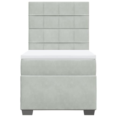 Boxspringbett mit Matratze Hellgrau 100x200 cm Samt Jugendbett Gästebett Einzelbetten Doppelbett für Schlafzimmer Gästezimmer Herberge Wohnbereich Boxspringbett mit Matratze Hellgrau 100x200 cm Samt Jugendbett Gästebett Einzelbetten Doppelbett für Schlafzimmer Gästezimmer Herberge Wohnbereich von HEFZGDB
