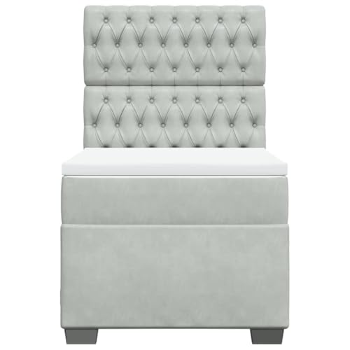 Boxspringbett mit Matratze Hellgrau 100x200 cm Samt Jugendbett Gästebett Einzelbetten Doppelbett für Schlafzimmer Gästezimmer Herberge Wohnbereich Boxspringbett mit Matratze Hellgrau 100x200 cm Samt Jugendbett Gästebett Einzelbetten Doppelbett für Schlafzimmer Gästezimmer Herberge Wohnbereich von HEFZGDB