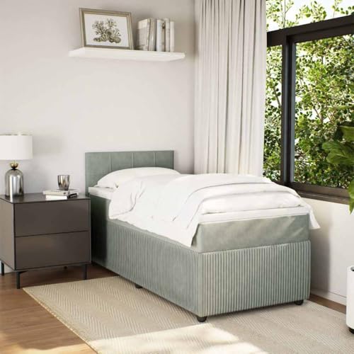 Boxspringbett mit Matratze Hellgrau 100x200 cm Samt Single Bed Bed Frame Familienbett Bettrahmen für Gästezimmer Herberge Wohnbereich Schlafzimmer Boxspringbett mit Matratze Hellgrau 100x200 cm Samt Single Bed Bed Frame Familienbett Bettrahmen für Gästezimmer Herberge Wohnbereich Schlafzimmer von HEFZGDB