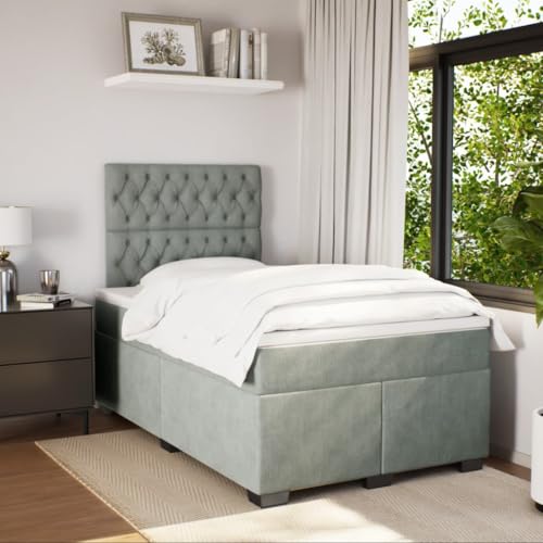 Boxspringbett mit Matratze Hellgrau 120x190 cm Samt Daybed Gästebett Familienbett Doppelbett für Gästezimmer Schlafzimmer Herberge Wohnbereich Boxspringbett mit Matratze Hellgrau 120x190 cm Samt Daybed Gästebett Familienbett Doppelbett für Gästezimmer Schlafzimmer Herberge Wohnbereich von HEFZGDB