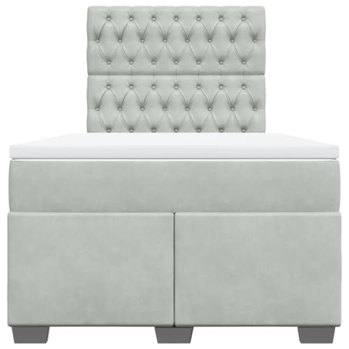 Boxspringbett mit Matratze Hellgrau 120x190 cm Samt Jugendbett Gästebett Einzelbetten Doppelbett für Schlafzimmer Gästezimmer Herberge Wohnbereich Boxspringbett mit Matratze Hellgrau 120x190 cm Samt Jugendbett Gästebett Einzelbetten Doppelbett für Schlafzimmer Gästezimmer Herberge Wohnbereich von HEFZGDB