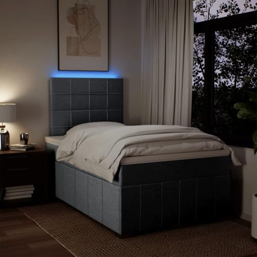 Boxspringbett mit Matratze Hellgrau 120x200 cm Stoff Ehebett Gästebett Einzelbetten Bettrahmen für Gästezimmer Wohnbereich Herberge Schlafzimmer von HEFZGDB