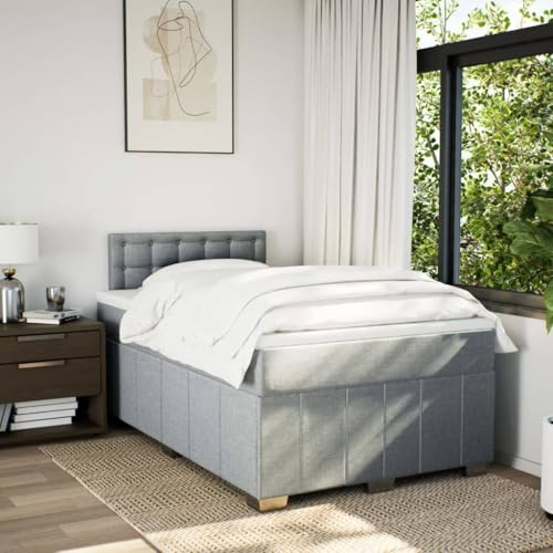 Boxspringbett mit Matratze Hellgrau 120x200 cm Stoff Ehebett Gästebett Einzelbetten Bettrahmen für Herberge Schlafzimmer Gästezimmer Wohnbereich Boxspringbett mit Matratze Hellgrau 120x200 cm Stoff Ehebett Gästebett Einzelbetten Bettrahmen für Herberge Schlafzimmer Gästezimmer Wohnbereich von HEFZGDB