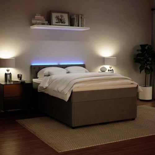 Boxspringbett mit Matratze Hellgrau 140x200 cm Samt Single Bed Bed Frame Familienbett Bettrahmen für Gästezimmer Herberge Wohnbereich Schlafzimmer von HEFZGDB