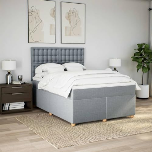 Boxspringbett mit Matratze Hellgrau 140x200 cm Stoff Bette Gästebett Bed Frame Einzelbetten für Schlafzimmer Herberge Gästezimmer Wohnbereich Boxspringbett mit Matratze Hellgrau 140x200 cm Stoff Bette Gästebett Bed Frame Einzelbetten für Schlafzimmer Herberge Gästezimmer Wohnbereich von HEFZGDB
