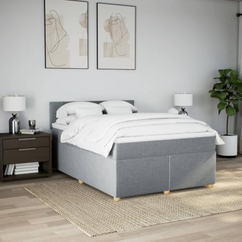 Boxspringbett mit Matratze Hellgrau 140x200 cm Stoff Ehebett Gästebett Bed Frame Single Bed für Wohnbereich Herberge Gästezimmer Schlafzimmer Boxspringbett mit Matratze Hellgrau 140x200 cm Stoff Ehebett Gästebett Bed Frame Single Bed für Wohnbereich Herberge Gästezimmer Schlafzimmer von HEFZGDB