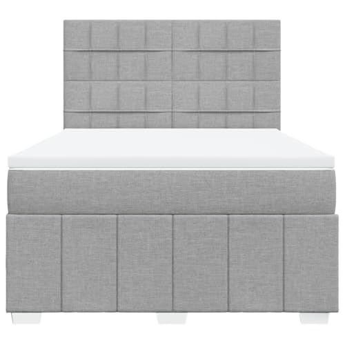 Boxspringbett mit Matratze Hellgrau 140x200 cm Stoff Jugendbett Bettgestell Bed Frame Bettrahmen für Schlafzimmer Herberge Wohnbereich Gästezimmer von HEFZGDB