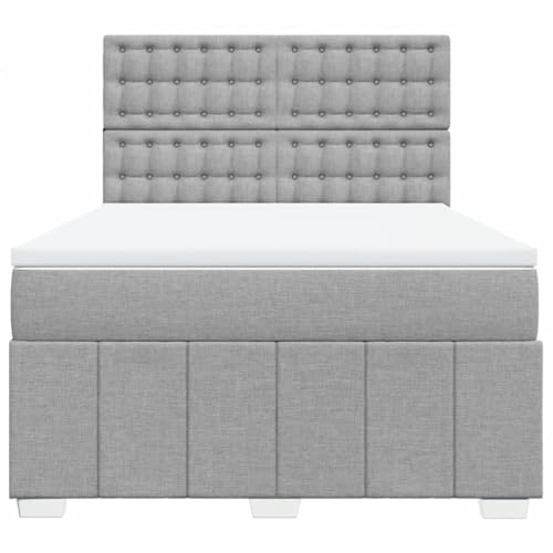 Boxspringbett mit Matratze Hellgrau 140x200 cm Stoff Jugendbett Bettgestell Bed Frame Bettrahmen für Schlafzimmer Herberge Wohnbereich Gästezimmer von HEFZGDB
