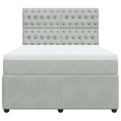 Boxspringbett mit Matratze Hellgrau 160x200 cm Samt Daybed Bettgestell Familienbett Einzelbetten für Wohnbereich Schlafzimmer Herberge Gästezimmer von HEFZGDB