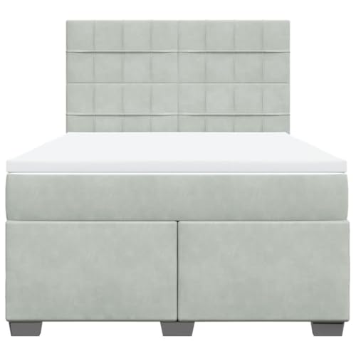 Boxspringbett mit Matratze Hellgrau 160x200 cm Samt Jugendbett Gästebett Einzelbetten Doppelbett für Schlafzimmer Gästezimmer Herberge Wohnbereich Boxspringbett mit Matratze Hellgrau 160x200 cm Samt Jugendbett Gästebett Einzelbetten Doppelbett für Schlafzimmer Gästezimmer Herberge Wohnbereich von HEFZGDB