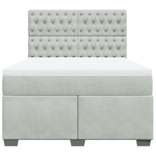 Boxspringbett mit Matratze Hellgrau 160x200 cm Samt Jugendbett Gästebett Einzelbetten Doppelbett für Schlafzimmer Gästezimmer Herberge Wohnbereich Boxspringbett mit Matratze Hellgrau 160x200 cm Samt Jugendbett Gästebett Einzelbetten Doppelbett für Schlafzimmer Gästezimmer Herberge Wohnbereich von HEFZGDB
