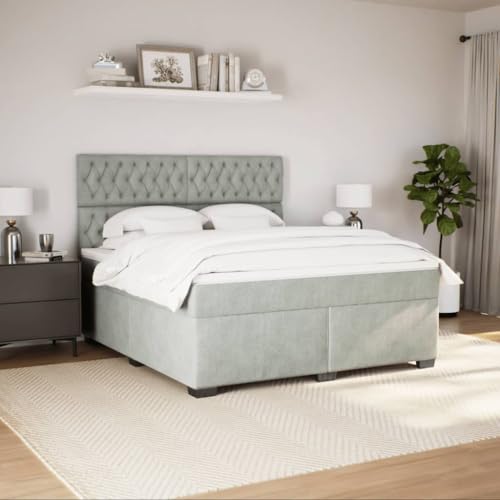 Boxspringbett mit Matratze Hellgrau 180x200 cm Samt Daybed Gästebett Familienbett Doppelbett für Gästezimmer Schlafzimmer Herberge Wohnbereich Boxspringbett mit Matratze Hellgrau 180x200 cm Samt Daybed Gästebett Familienbett Doppelbett für Gästezimmer Schlafzimmer Herberge Wohnbereich von HEFZGDB